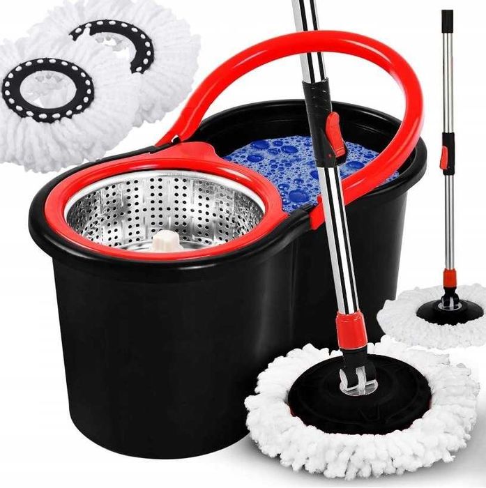 MOP Obrotowy ROTACYJNY 360 SPIN TURBO 3w1 NAKŁADKI Mikrofibra Wiadro