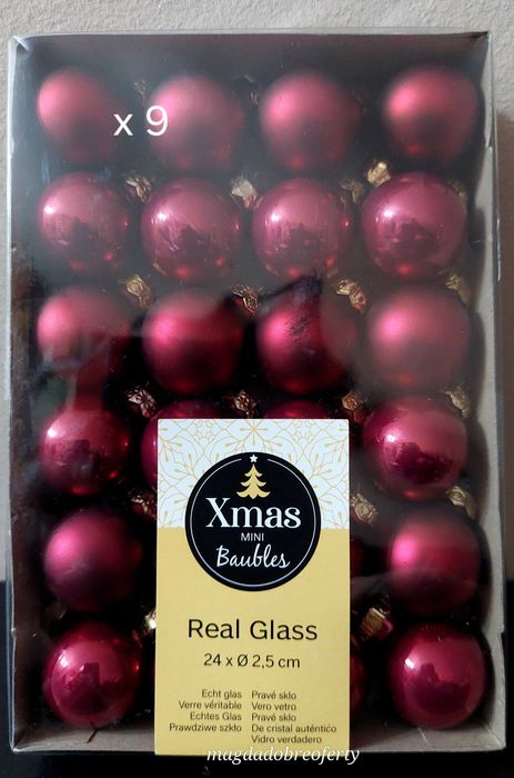 Bombki mini zestaw 24 szt  Fioletowy