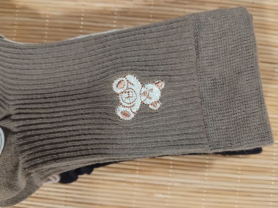 5 Par Stylowe Skarpety Damskie Bawełniane z Haftowanym  Misiem  39-42