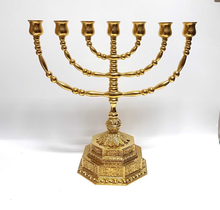 Menora, metal złocony 24K