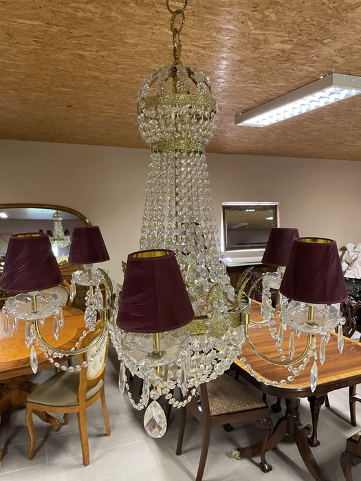 Przepiekny Żyrandol (dostepne 2) Kryształowy Mosiężny Kinkiety Cudo