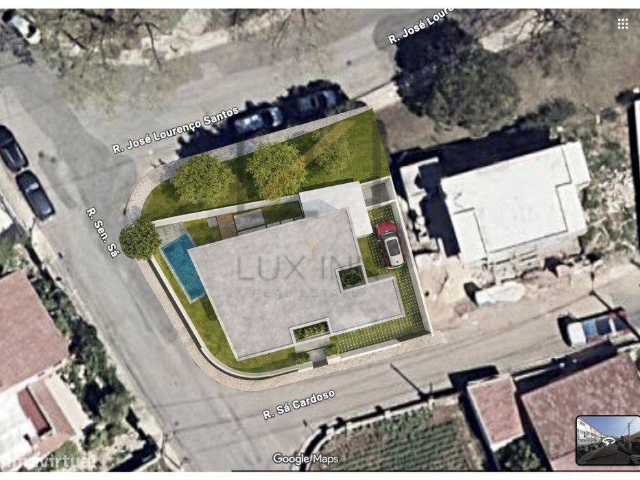 Terreno com projecto p/ moradia de 2 pisos com piscina