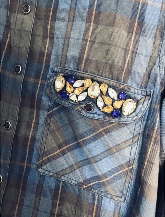 Сорочка в клітинку з оздобленням/подовжена сорочка