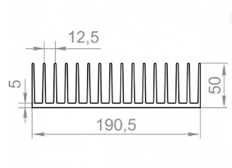 Радіатор профіль алюмінієвий для охолодження електроніки