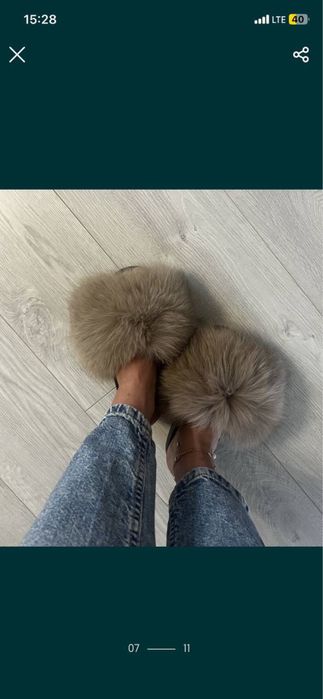 Розпродаж!!!Трендові пухнасті шльопанці з натуральним хутром!!!