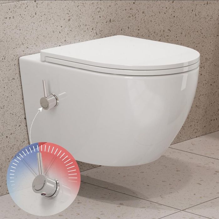 WC z prysznicem HOROW z wbudowaną dyszą, wisząca toaleta + deska