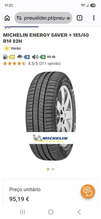 Pneu 185 60 14 Michelin ótimo estado.