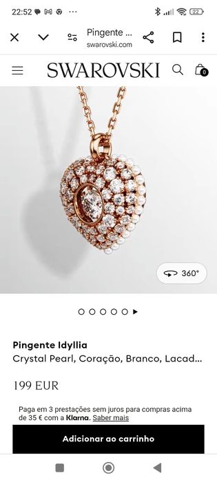 SWAROVSKI NOVO... colar... Coração, Branco, Lacado a rosa dourado