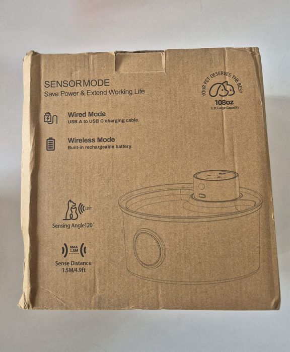 Fonte Água (Cão /Gatos) sem fios com sensor de movimento (3.2 litros)