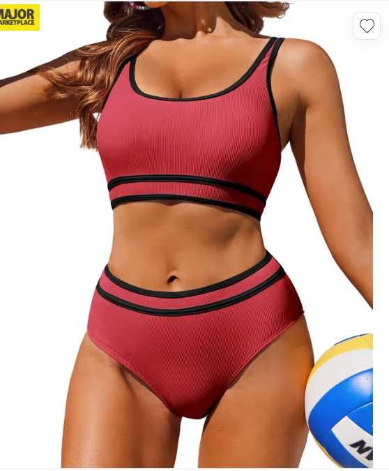 Sportowe Bikini AI'MAGE – Wysoki Stan & Push-Up – Czerwone M