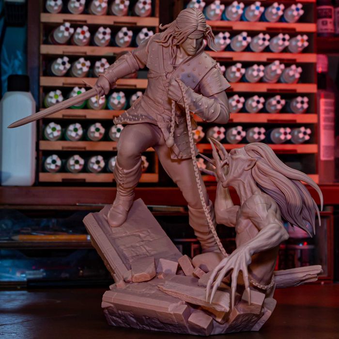 Figurka Geralt, Wiedźmin Książka, Żywica, Ręcznie Malowana