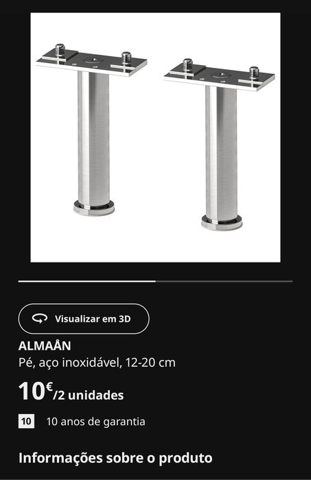 Pés reguláveis para Móvel IKEA