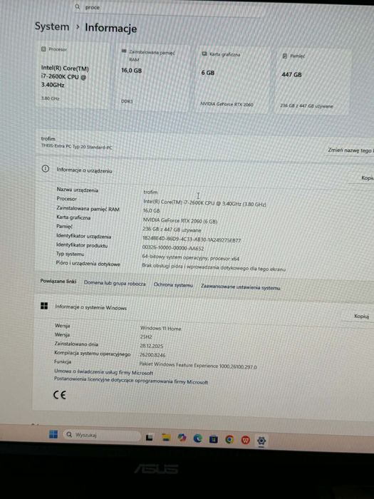 Sprzedam w pełni sprawny zestaw komputerowy (komputer + monitor)