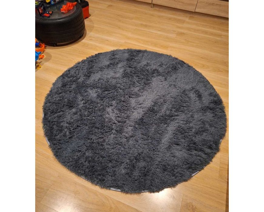 NOWY Okrągły Dywan do Salonu 160 cm Futrzany Pluszowy **4 KOLORY**