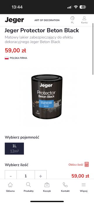 Jeger beton black - lakier i podklad - nowka