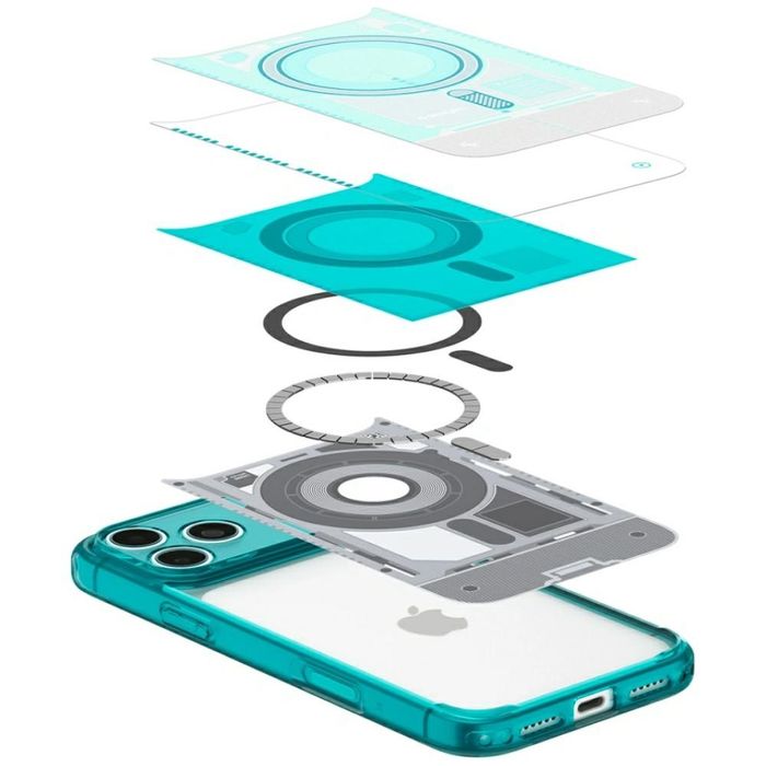 Etui Spigen C1 Ultra Hybrid Mag MagSafe do iPhone 18 Pro Max / 17 Pro Max turkusowo-szary