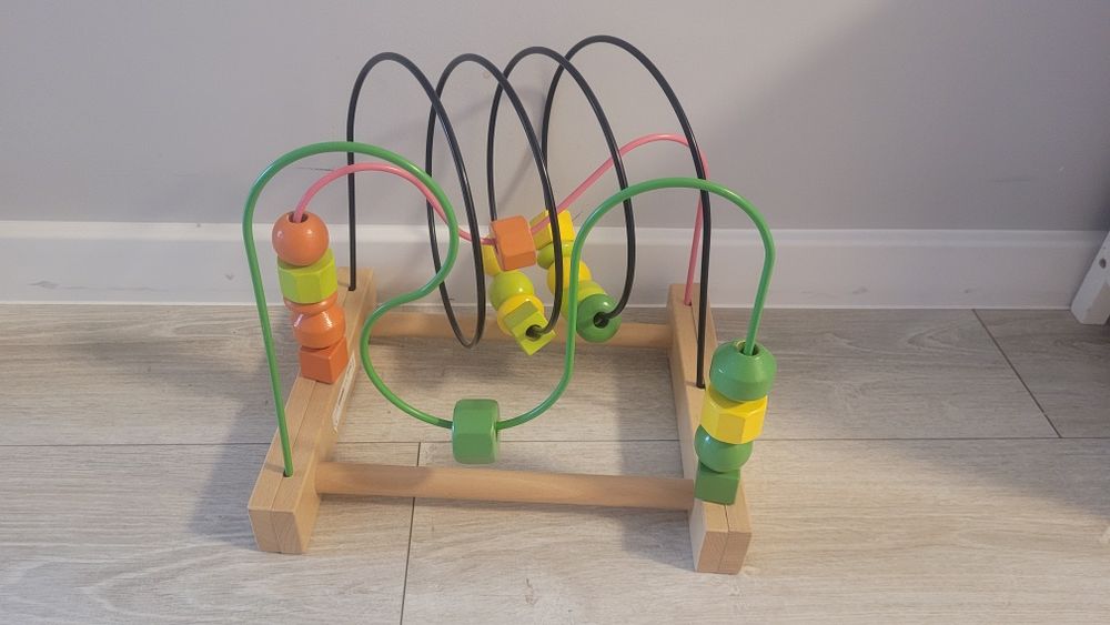 Mula Ikea, zabawka drewniana edukacyjna, przeplatanka, labirynt