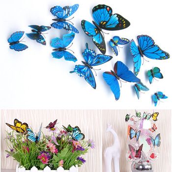 Бабочки Метелики 3D 12 шт декор на стену для дома детская кухн