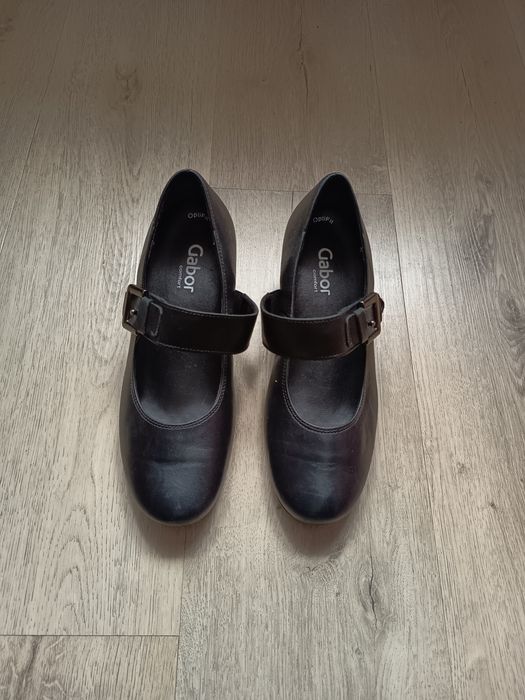 Buty na obcasie czółenka damskie 37, 5/38  Gabor skórzane czarne