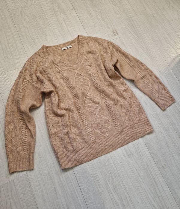 Sweter warkocze brudny róż George S/M/L