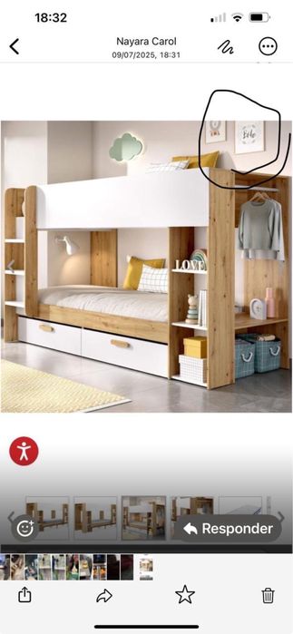 Cama beliche moderna com arrumação – 250€