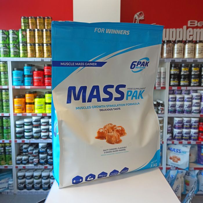 6PAK Mass Pak 3000g Gainer Odżywka Na Mase Węglowodany słony karmel