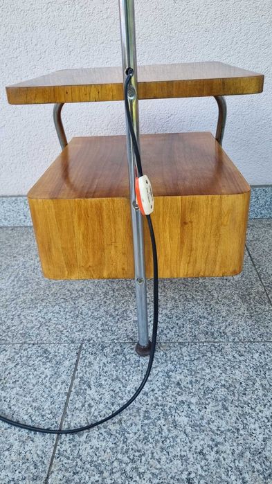 Podłogowa Lampa ze stolikiem TYP LG-01 Design PRL lata 50 Bauhaus