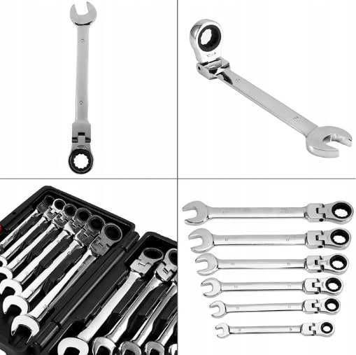 Набір ключів 12 шт. в КЕЙСІ набор ключей с трещеткой на кардане