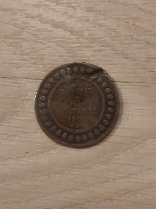 Tunezja 5 centymów 1907 r.