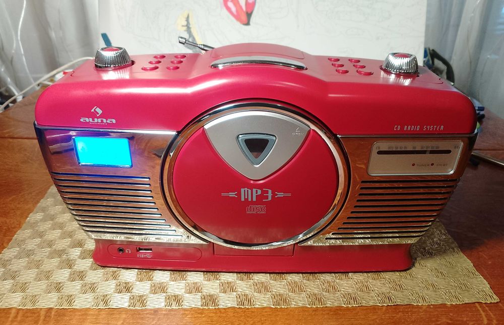 Ретро радіо-FM, CD, USB, AUNA RCD-70 червоний