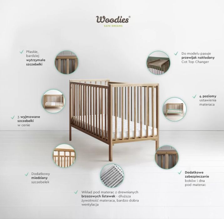 Łóżeczko niemowlęce woodies