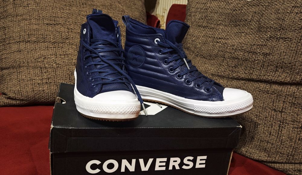Утеплённые синие кеды Converse, натур. кожа, водонепроницаемые, р.42