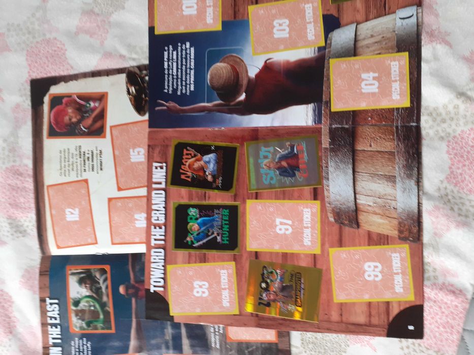 Caderneta Netflix One Piece com +/- 60 cromos ja colados e 1 repetido (tem uma página solta)