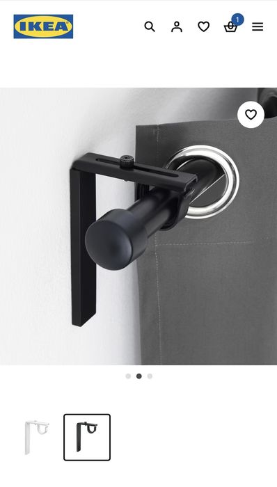 Karnisz Ikea Hugad 120-210, wspornik, końcówki, kółka