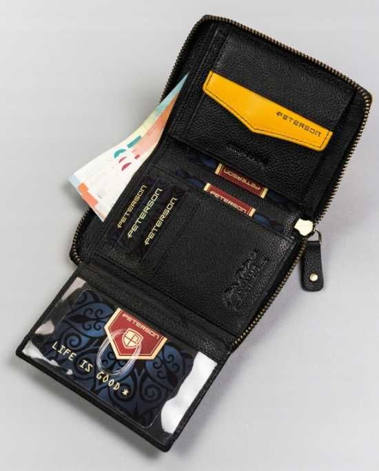 Peterson portfel skóra naturalna PTN 340.03 BL+YELLOW mężczyzna ttst76