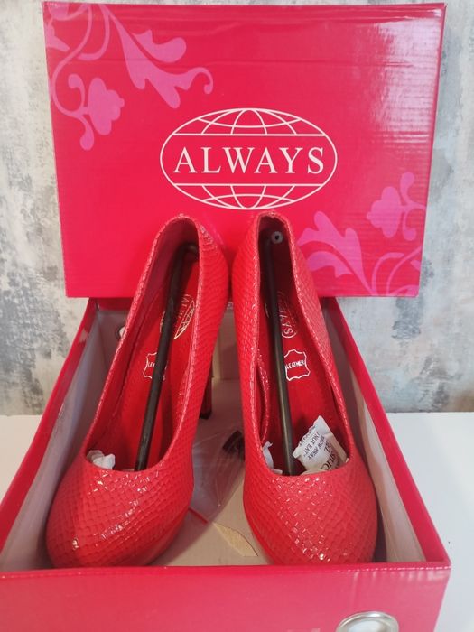 Czerwone szpilki skórzane 36 • Always • Eleganckie wesele / impreza