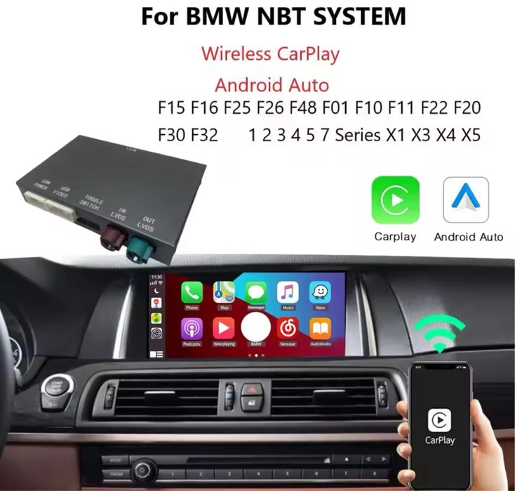 Комплект Carplay Android Auto для BMW F10 F30 F32 F15 F16 F25 F26 NBT