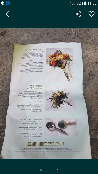 mikrofon florystyczny gabka uchwyt w ztotym kolorze firmy Oasis Elegan