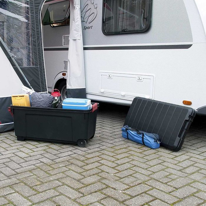 Iris Ohyama 170L Duże pudełko do przechowywania z pokrywką Klipsy