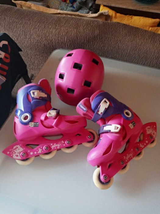 Conjunto de patins 32/34 e capacete ajustável