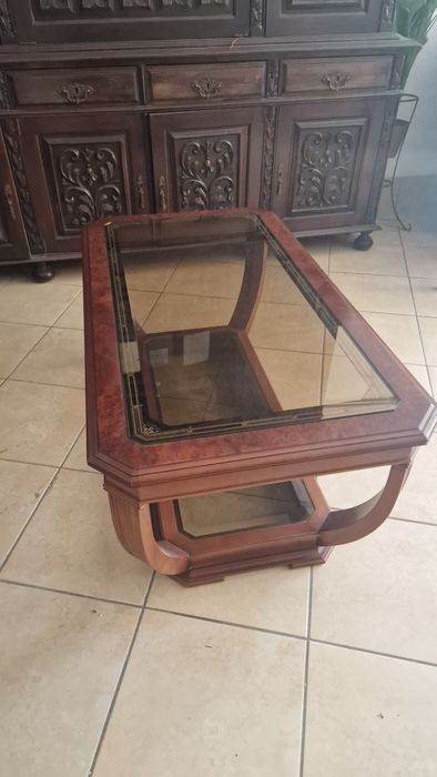 Mesa de centro.em carvalho e vidro