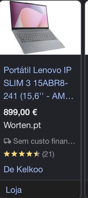 Portátil Lenovo IdeaPad Slim 3 (Como Novo) – Ryzen 7 / 16GB RAM / 1TB SSD