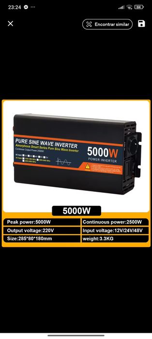 Inversor de corrente de 12V Onda Pura/TOP