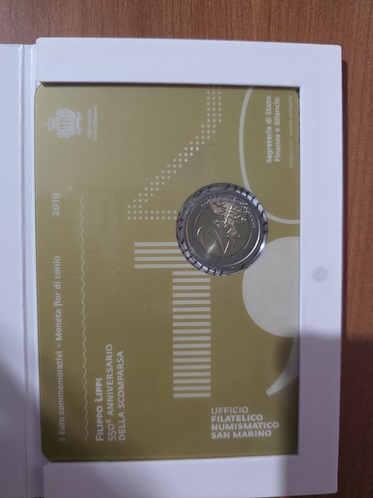 moeda comemorativa de 2 Euro emitida por São Marino em 2019