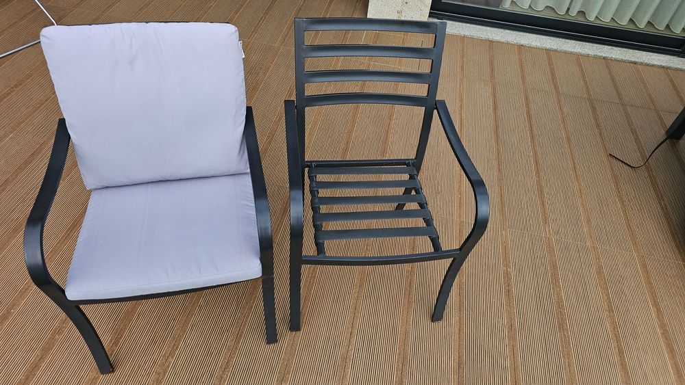 4 Cadeiras Exterior Jardim Antracite c/  almofadas.