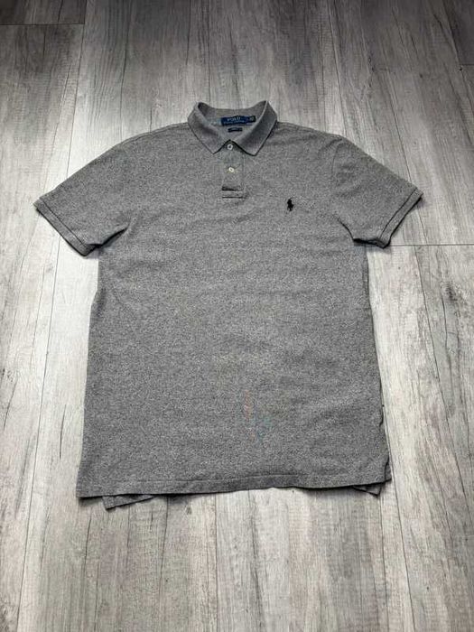 koszulka szara Polo Ralph Lauren L slim fit z kołnierzykiem