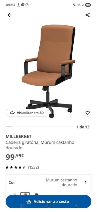 Cadeira de Escritório IKEA Millberget como nova