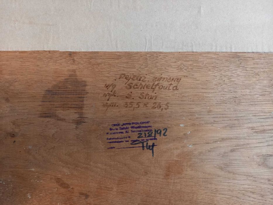 obraz stary s.stań schielfout "pejzaż zimowy"