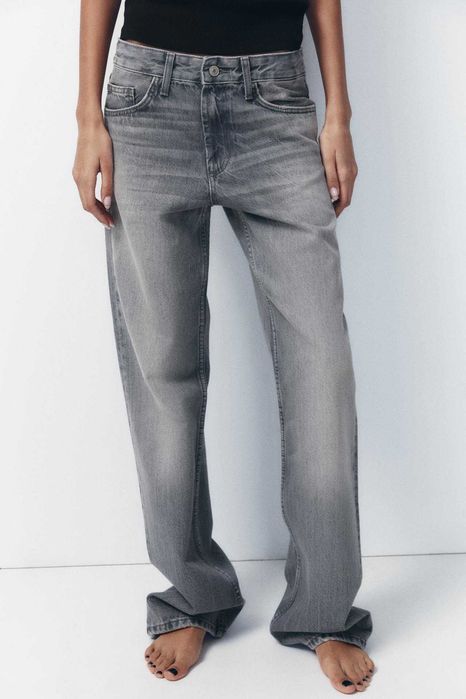 Джинси zara джинси trf wide leg mid rise full length