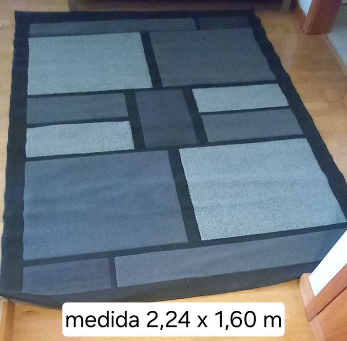 2 Tapetes de sala (tons de preto/cinzento/roxo]